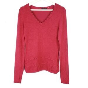 BCBGMaxAzria Pullover Sweater Knit Stretctchy Soft V Neck Size M